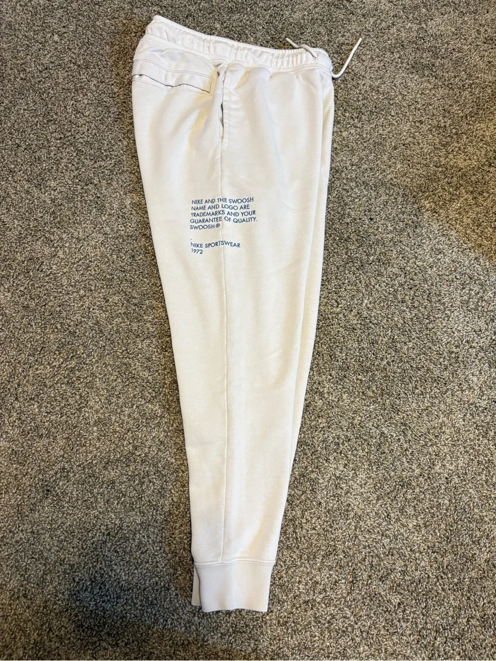 Nike Sportswear double ‘Swoosh’ jogger  sweatpants ivory sail white Mens small
